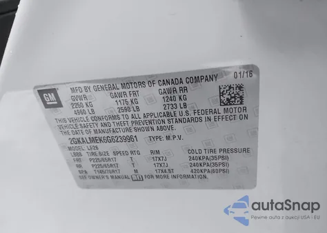 2016 GMC Terrain Sle-1 из США, поврежденный, VIN 2GKALMEK6G6239961